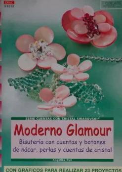 Moderno glamour, bisutería con cuentas y botones de nácar perlas y cuentas de cristal