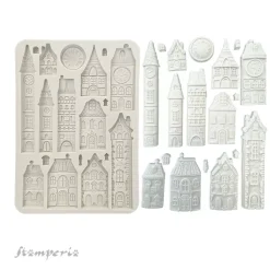 Molde de silicona Casas Romantic Gear Up For Christmas Stamperia A5