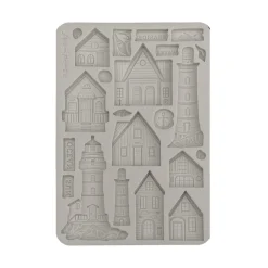 Molde de silicona Casitas y Faros Silent Sea Stamperia A5