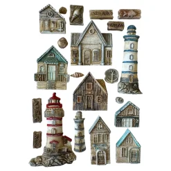 Molde de silicona Casitas y Faros Silent Sea Stamperia A5