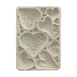 Molde de silicona Corazones Alice in Christmas Stamperia 15x21cm