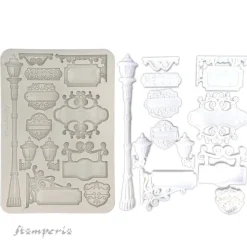 Molde de silicona Farolas y Carteles Art of Travelling Stamperia A5