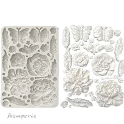 Molde de silicona Mariposas y Flores Old Lace Stamperia