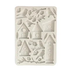 Molde de silicona Nidos y pájaros Dewdrops Stamperia A5