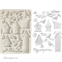 Molde de silicona Nidos y pájaros Dewdrops Stamperia A5