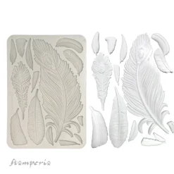 Molde de silicona Plumas Masquerade Stamperia A5