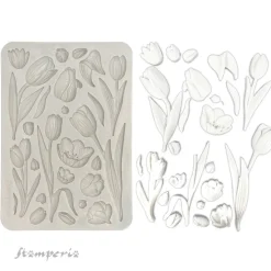Molde de silicona Tulipanes Art of Travelling Stamperia A5