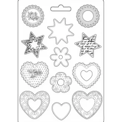 Molde flexible Corazones y Estrellas Blue Land Stamperia 21x29cm