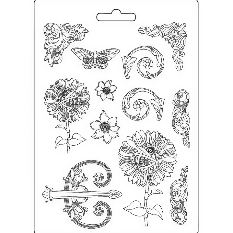 Molde flexible Girasol Mecánico Sir Vagabond in Fantasy World Stamperia 21x29cm