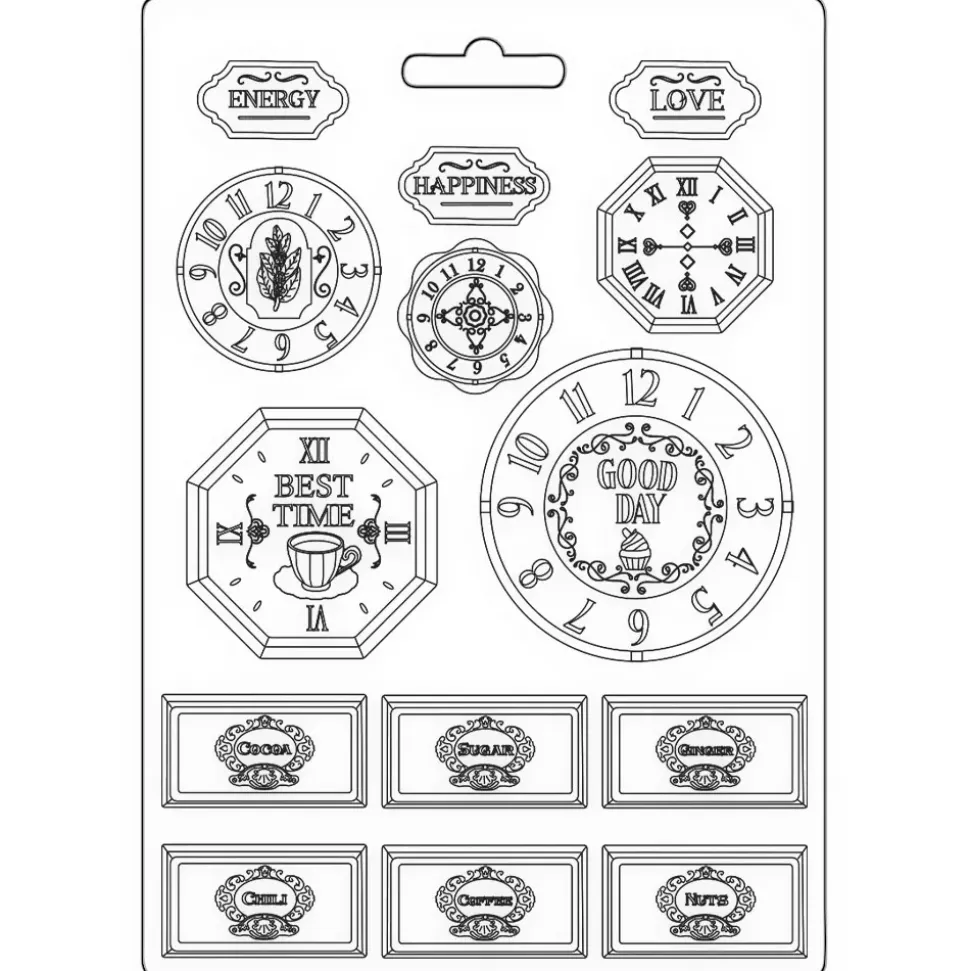 Molde flexible Relojes Coffee & Chocolate Stamperia 21x29cm