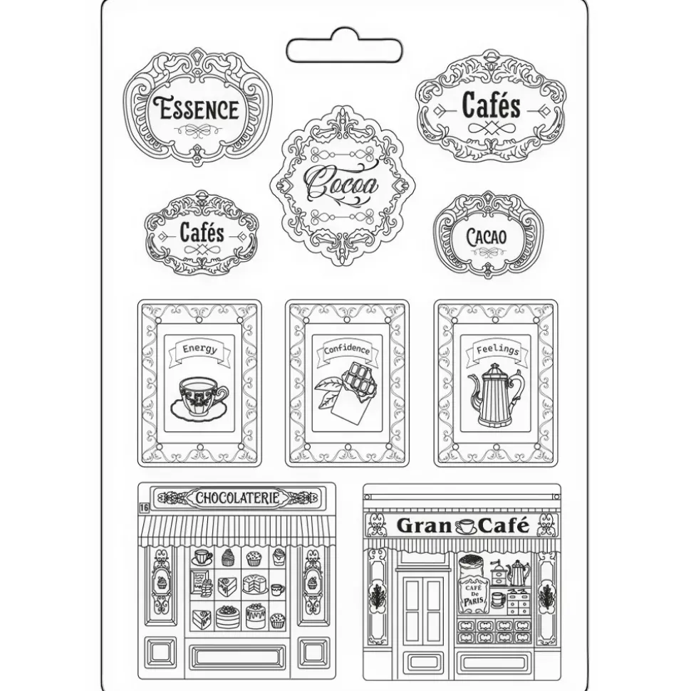 Molde flexible Tarjetas Coffee & Chocolate Stamperia 21x29cm
