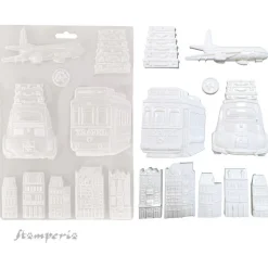 Molde flexible Transportes Art of Travelling Stamperia 21x29cm