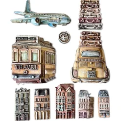 Molde flexible Transportes Art of Travelling Stamperia 21x29cm