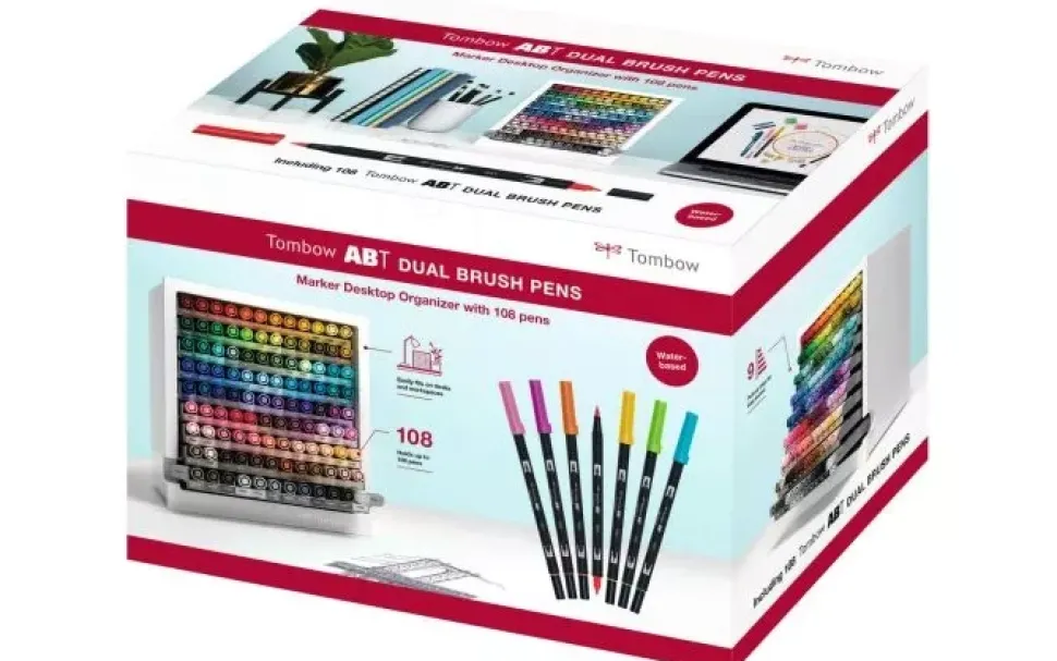 Organizador de Escritorio con 108 Rotuladores ABT Dual Brush Tombow