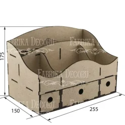 Organizador para escritorio con tres cajones en DM