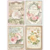 Papel de arroz 4 Postales Rosas Best Sellers Stamperia 21x30cm