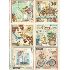 Papel de arroz 6 Tarjetas Garden Stamperia 21x30cm