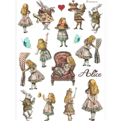 Papel de arroz Alice Elementos Best Sellers Stamperia 21x30cm