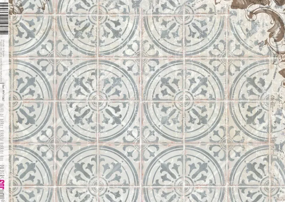 Papel de Arroz Baldosas Decoradas Círculos Bibbidi Bobbidi Boo PapersForYou 30x21cm