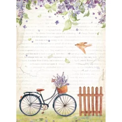 Papel de Arroz Bicicleta Welcome Home Create Happiness Stamperia 21x29cm