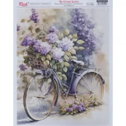 Papel de Arroz Bicicleta con Flores Rich 29x42cm