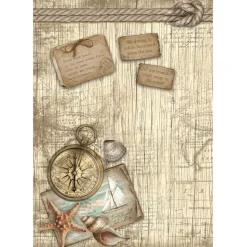 Papel de arroz Brújula Sea Land Stamperia 21x30cm