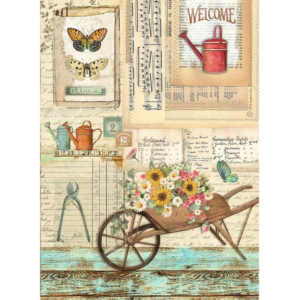 Papel de arroz Carretilla Garden Stamperia 21x30cm