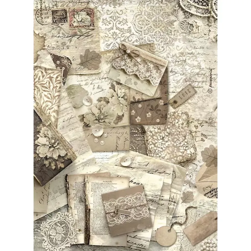 Papel de arroz Cartas Old Lace Stamperia 21x30cm