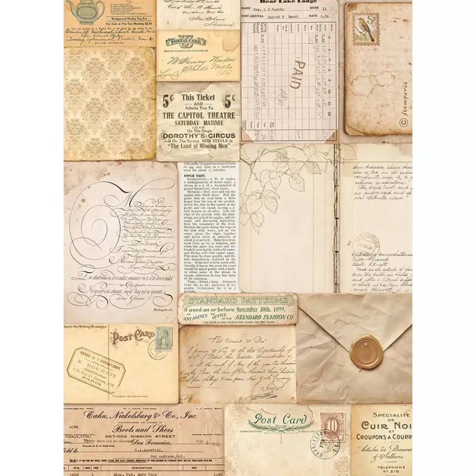 Papel de arroz Cartas Romantic Golden Harmony Stamperia 21x30cm