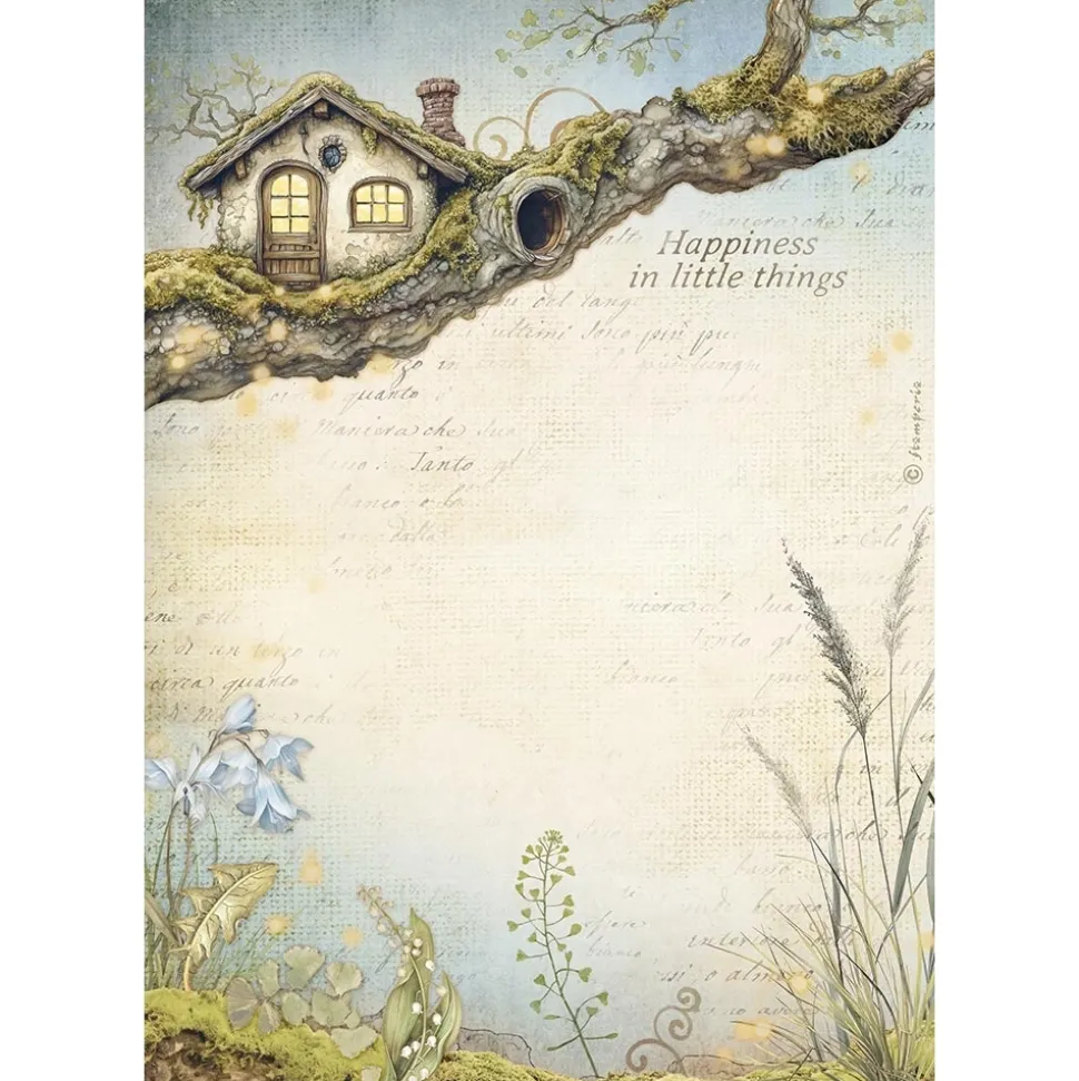 Papel de arroz Casa del árbol Romantic Hidden Grove Stamperia 21x30cm