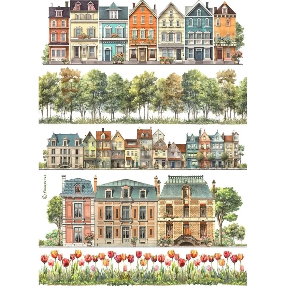 Papel de arroz Casas Best Sellers Stamperia 21x30cm