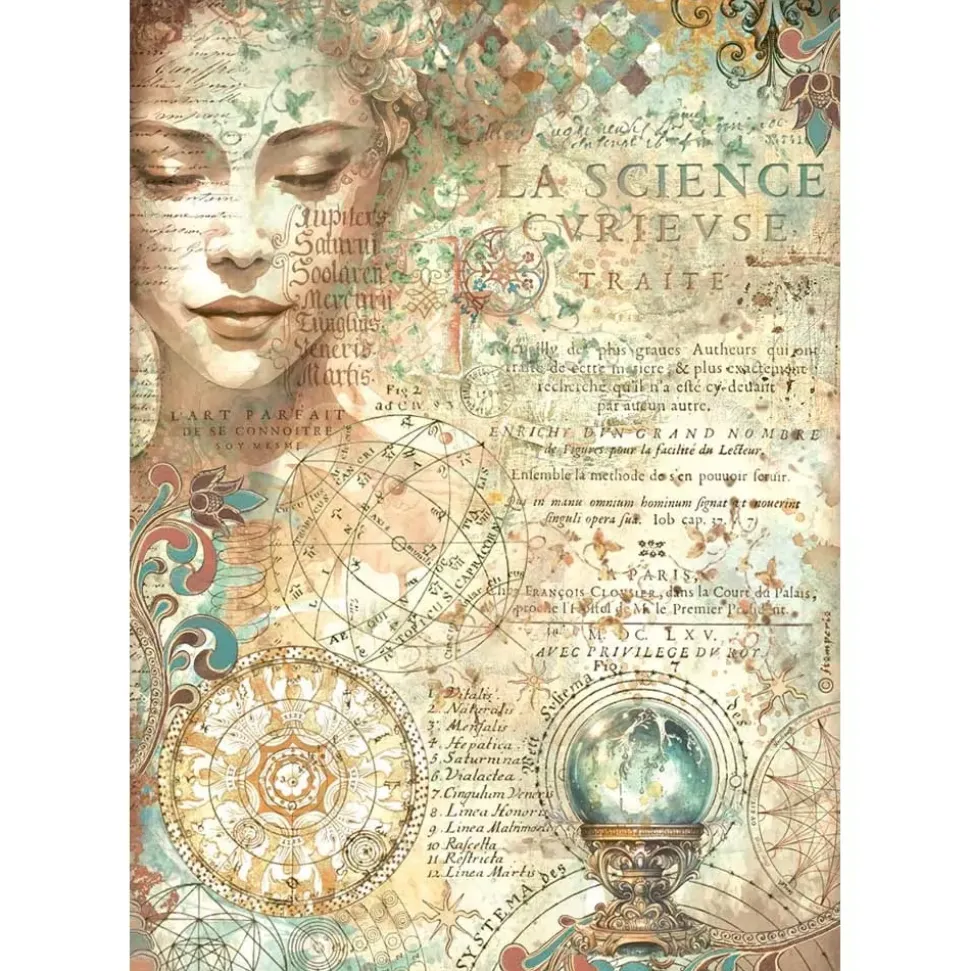 Papel de Arroz Ciencia Fortune Stamperia 21x30cm