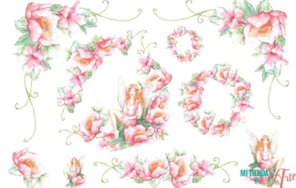 Papel de arroz con Hadas Stampería 48x33 cm.