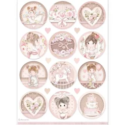 Papel de arroz Círculos Baby Girl Best Sellers Stamperia 21x30cm