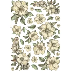 Papel de arroz Flores Blancas Best Sellers Stamperia 21x30cm