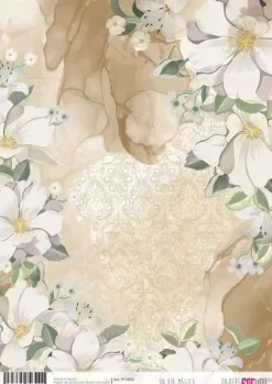 Papel de Arroz Flores Blancas Un Día Mágico PapersForYou 30x21cm