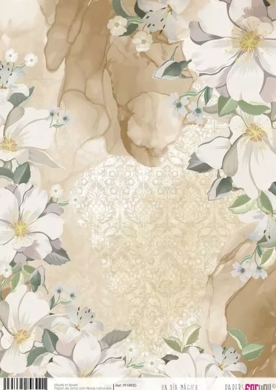 Papel de Arroz Flores Blancas Un Día Mágico PapersForYou 30x21cm