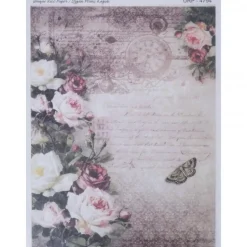 Papel de Arroz Flores, Reloj y Mariposa Rich 29x42cm