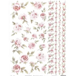 Papel de arroz Flores Rosas Orita 29x41cm