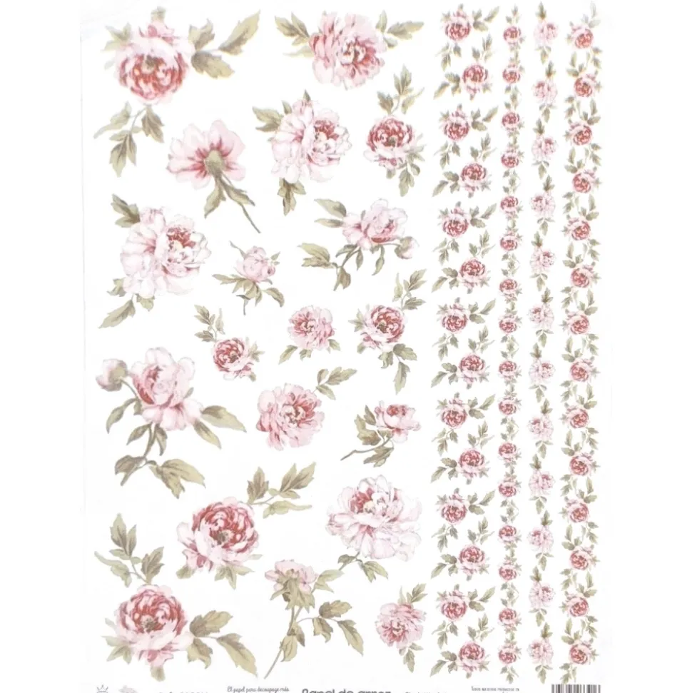 Papel de arroz Flores Rosas Orita 29x41cm