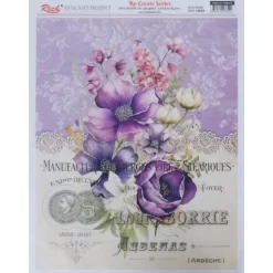Papel de Arroz Flores Violeta Rich 29x42cm