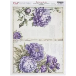 Papel de Arroz Flores Violetas Rich 29x42cm