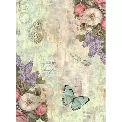 Papel de arroz Flores y Mariposas Wonderland Stamperia 21x30cm