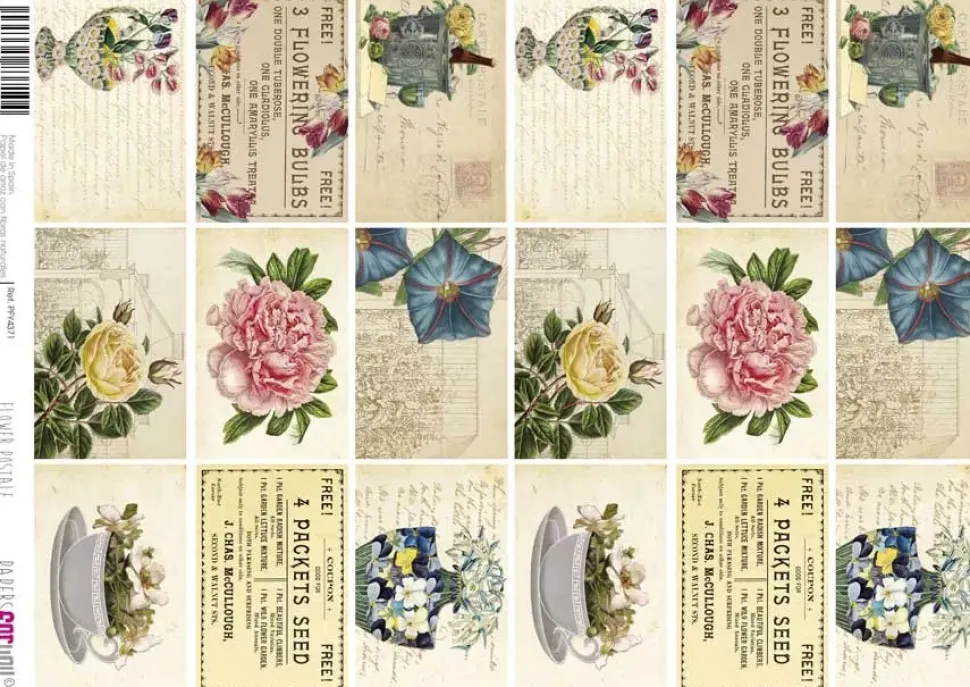Papel de Arroz Flower Postale PapersForYou 30x21cm