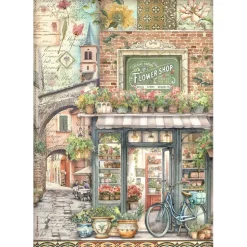 Papel de arroz Flower Shop Art of Travelling Stamperia 21x30cm