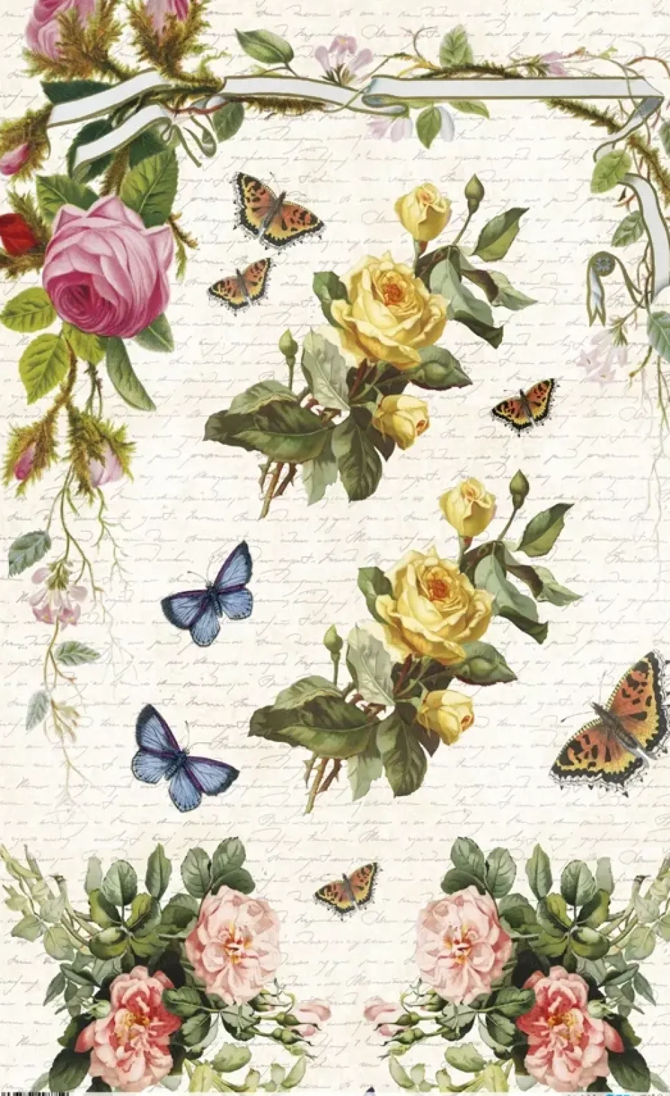 Papel de arroz Flowers and letters PapersForYou 54x33cm