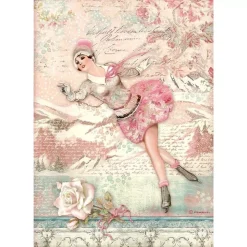 Papel de arroz Ice Skater Sweet Winter Stampería 21x29.7cm