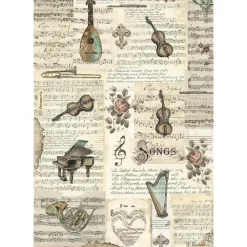 Papel de arroz Instrumentos Music Stamperia 21x30cm