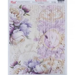 Papel de Arroz Manuscrito y Flores Violetas Rich 29x42cm