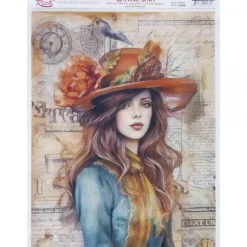 Papel de Arroz Mujer con Sombrero Vintage Rich 29x42cm